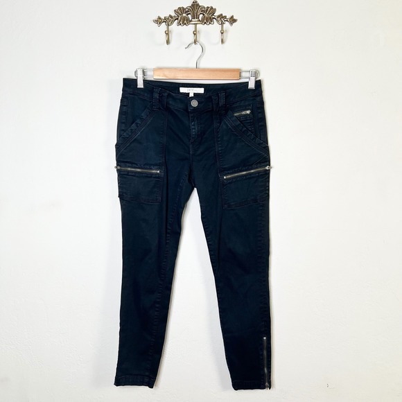 Joie Pants - Joie Jeans Park Skinny Black Cargo Pants Ankle Zip Size 27 Utility Moto